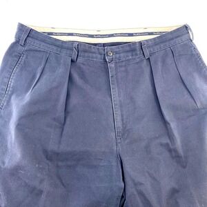 Polo Ralph Lauren Men Navy Blue Pleated Chino Pants 38x30 Slightly Tapered Leg